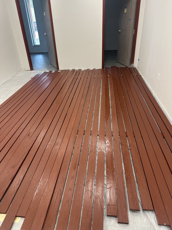 Stained Planks Drying — Doorway