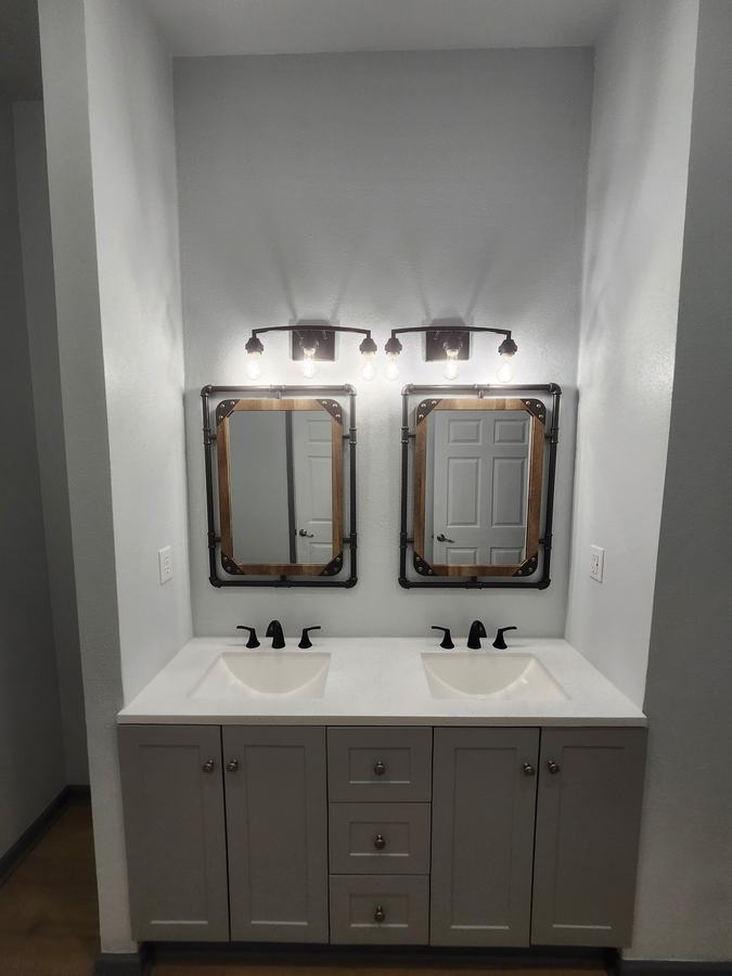 Double Vanity and Framed Mirrors