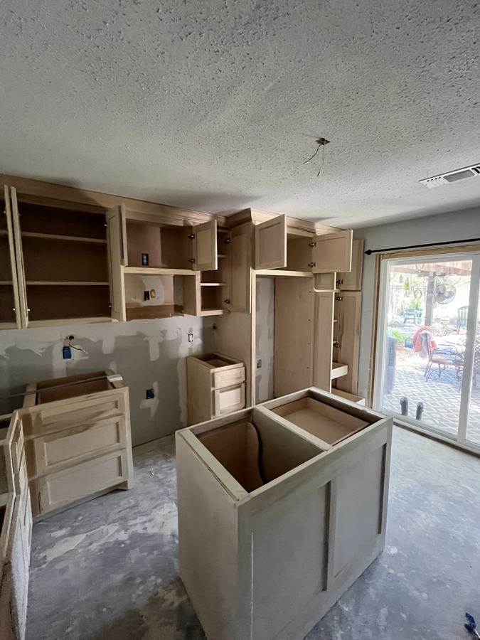 Cabinets Stripped to the Boxes